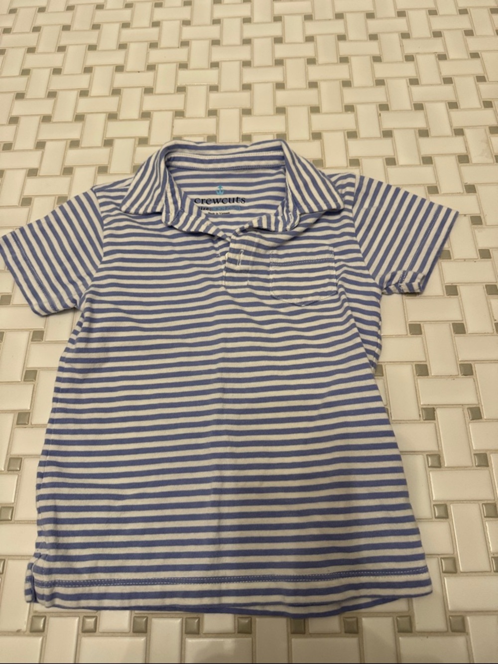 Crewcuts Blue & White Striped Short-Sleeve Polo